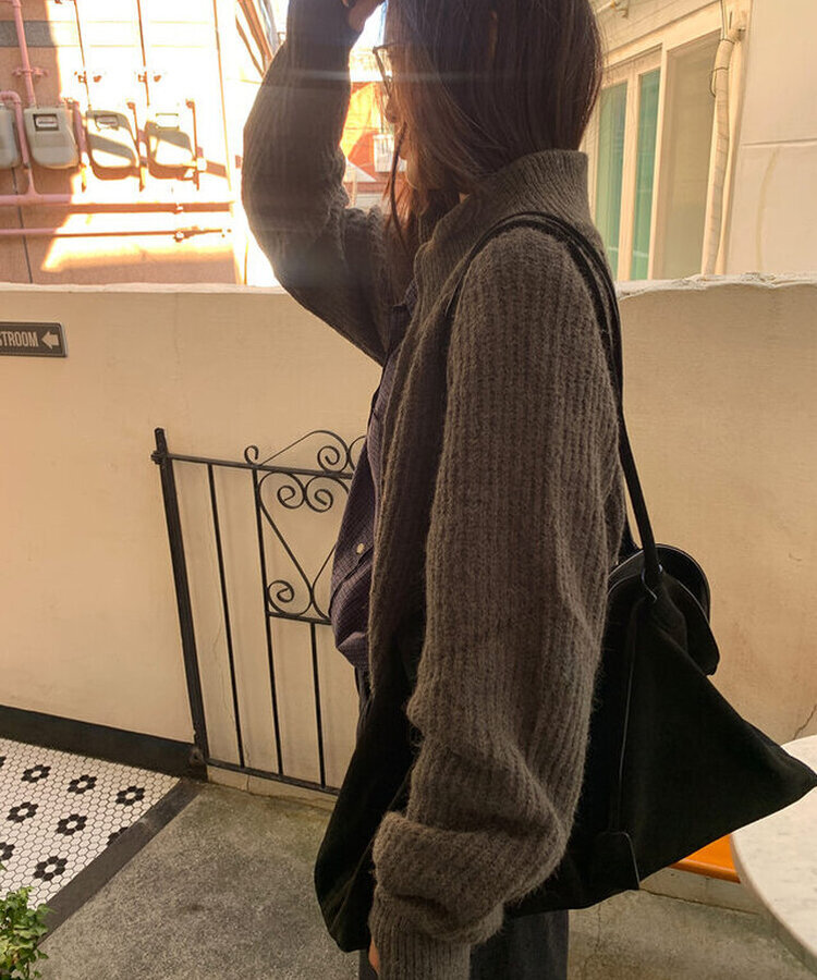 ニットジップアップ CHARCOAL