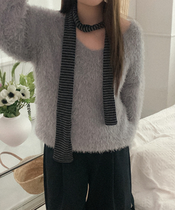 ボーダーマフラー   CHARCOAL