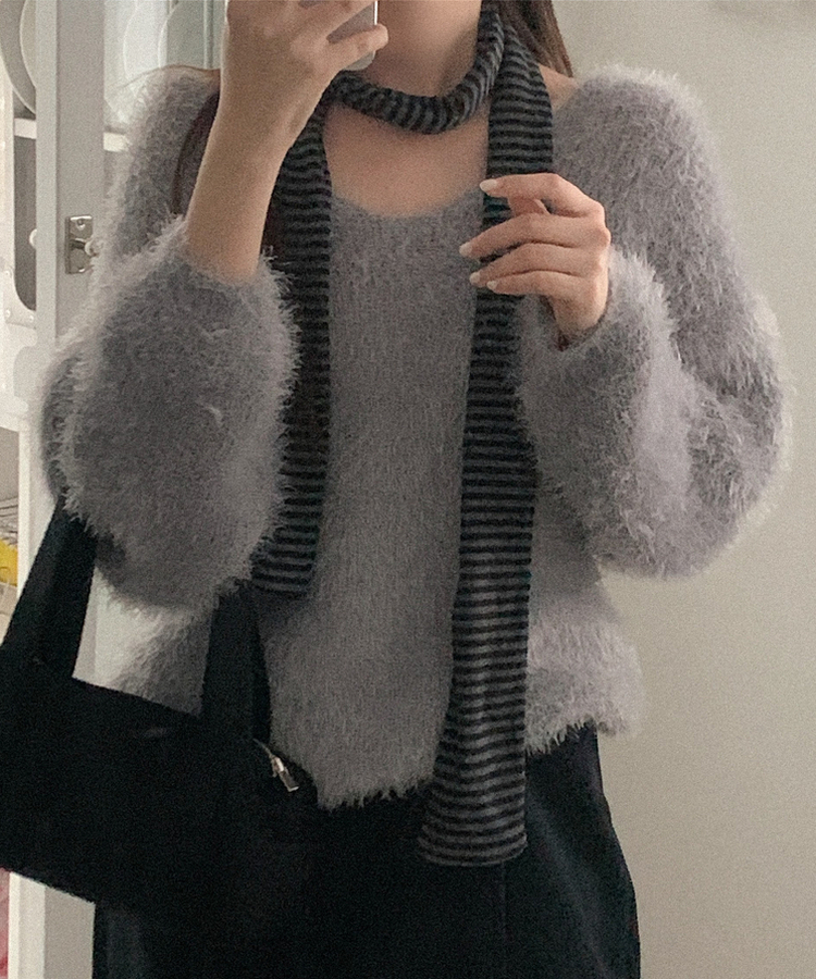 ボーダーマフラー   CHARCOAL