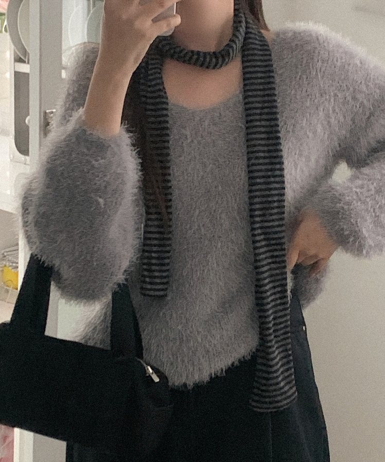 ボーダーマフラー   CHARCOAL