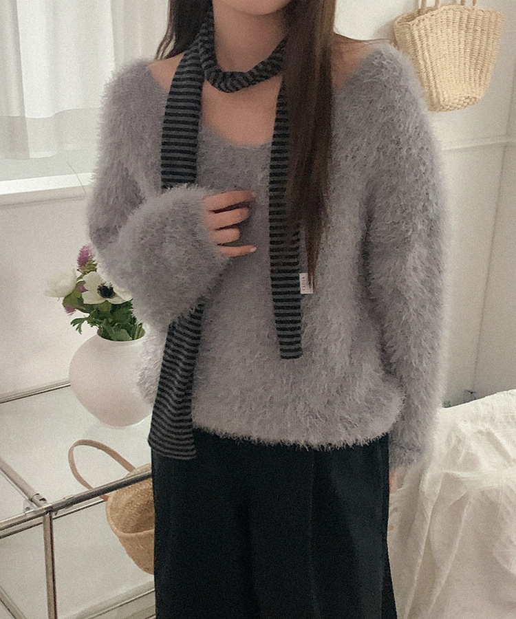 ボーダーマフラー   CHARCOAL