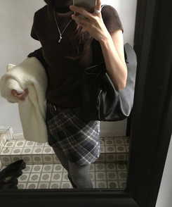 【ベルト付き】チェックミニスカート DEEP GRAY