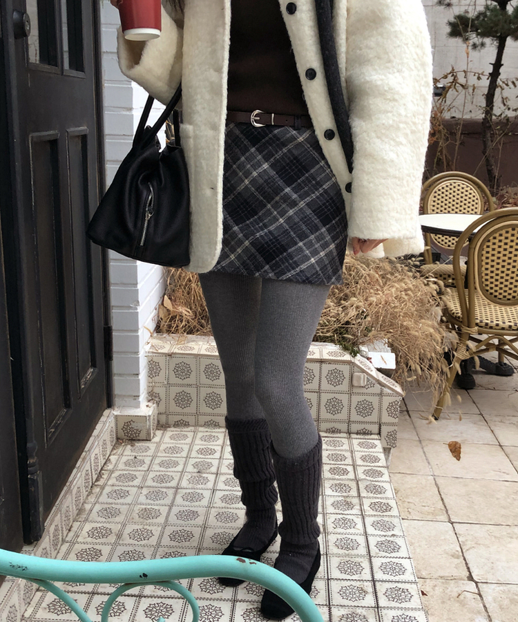 【ベルト付き】チェックミニスカート DEEP GRAY