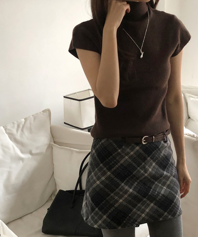 【ベルト付き】チェックミニスカート DEEP GRAY