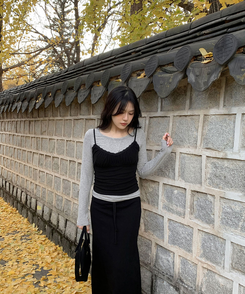 【起毛】ラウンドスリム長袖Tシャツ(22color) GRAY(BASIC)