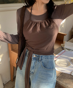 【起毛】ラウンドスリム長袖Tシャツ(22color) MOCHA(BASIC)