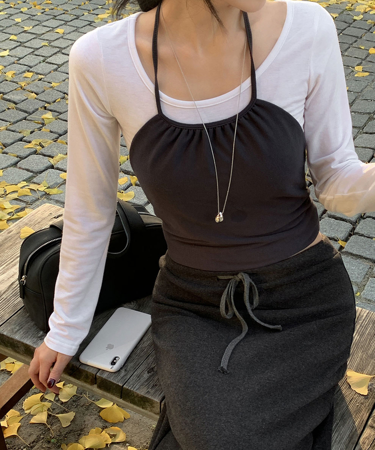 【起毛】ラウンドスリム長袖Tシャツ(22color) IVORY(BASIC)