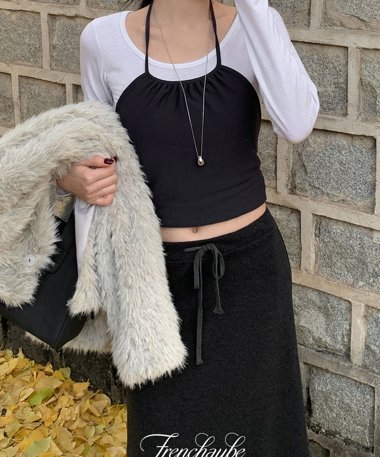 【起毛】ラウンドスリム長袖Tシャツ(22color) IVORY(BASIC)