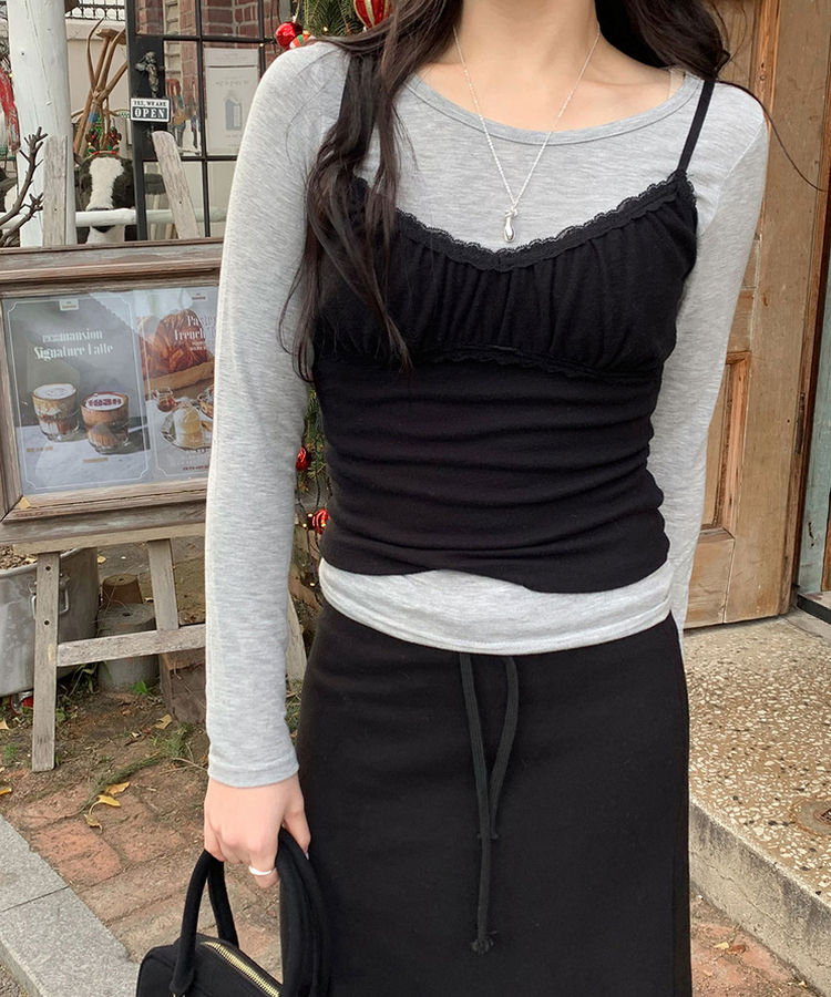 【起毛】ラウンドスリム長袖Tシャツ(22color) GRAY(BASIC)