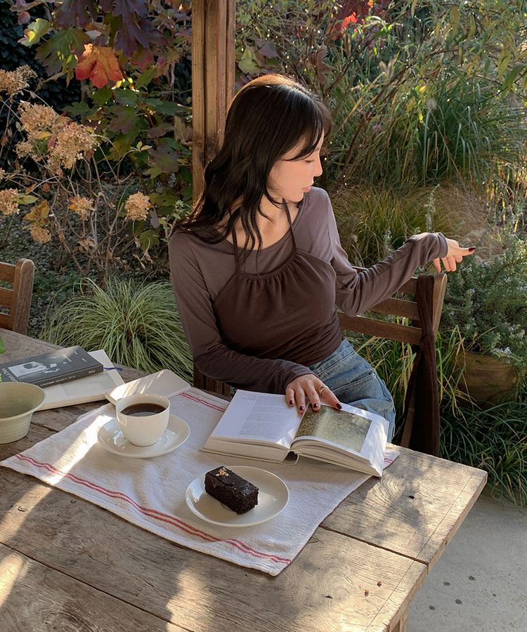 【起毛】ラウンドスリム長袖Tシャツ(22color) MOCHA(BASIC)