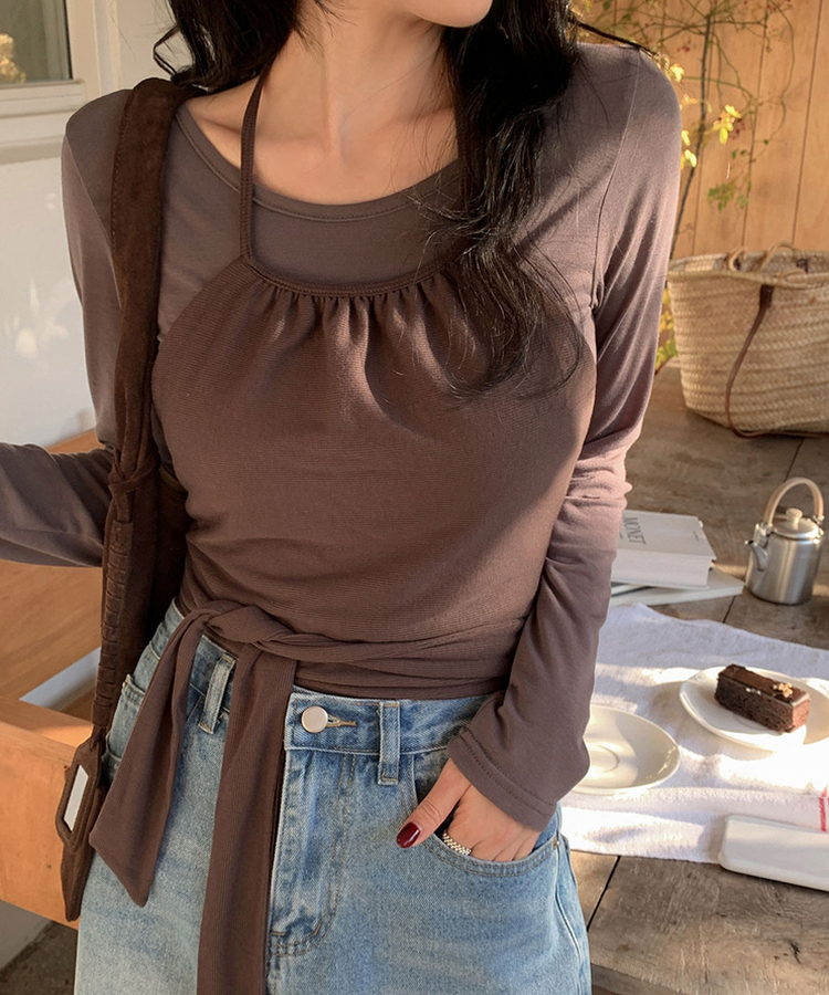 【起毛】ラウンドスリム長袖Tシャツ(22color) MOCHA(BASIC)