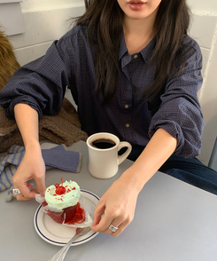 デイリーベーシックチェックシャツ NAVY