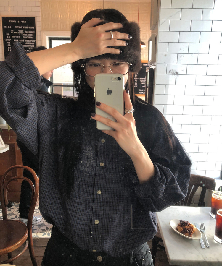 デイリーベーシックチェックシャツ NAVY