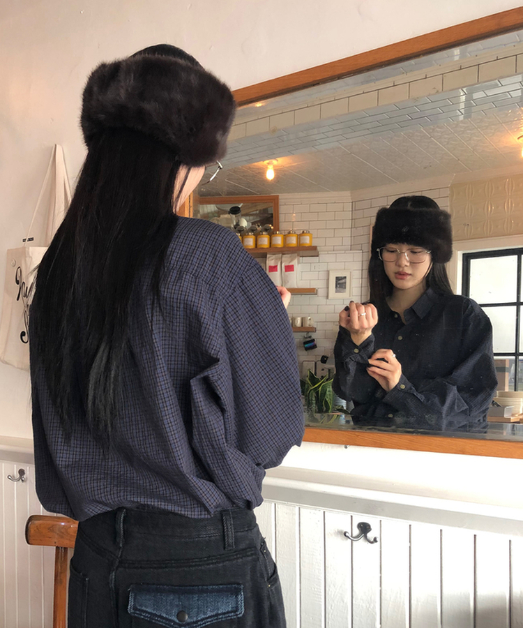 デイリーベーシックチェックシャツ NAVY