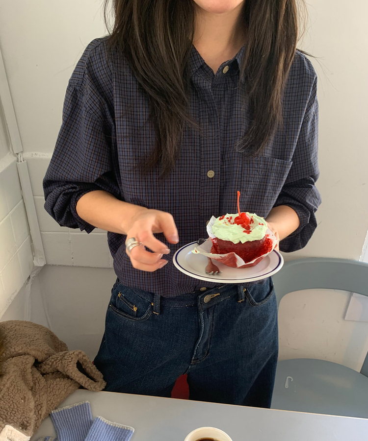 デイリーベーシックチェックシャツ NAVY