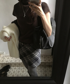 ハイネックハーフニット(5color) BROWN