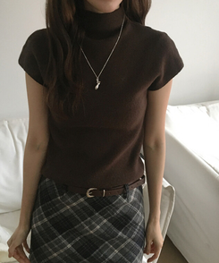 ハイネックハーフニット(5color) BROWN