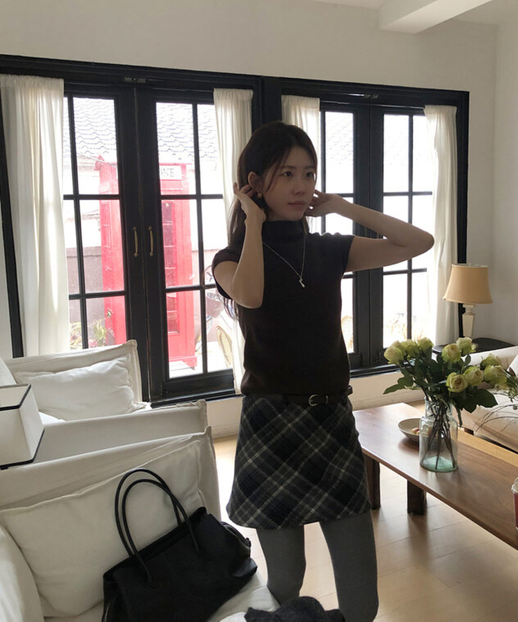 ハイネックハーフニット(5color) BROWN