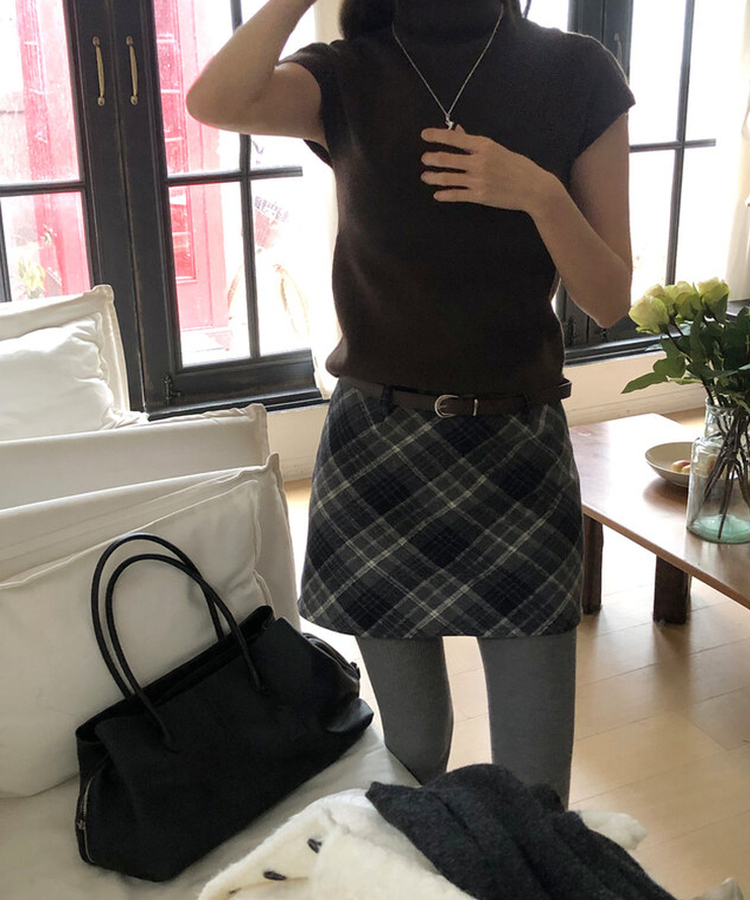 ハイネックハーフニット(5color) BROWN