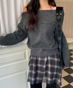 フレアチェックシフォンスカート BLACK