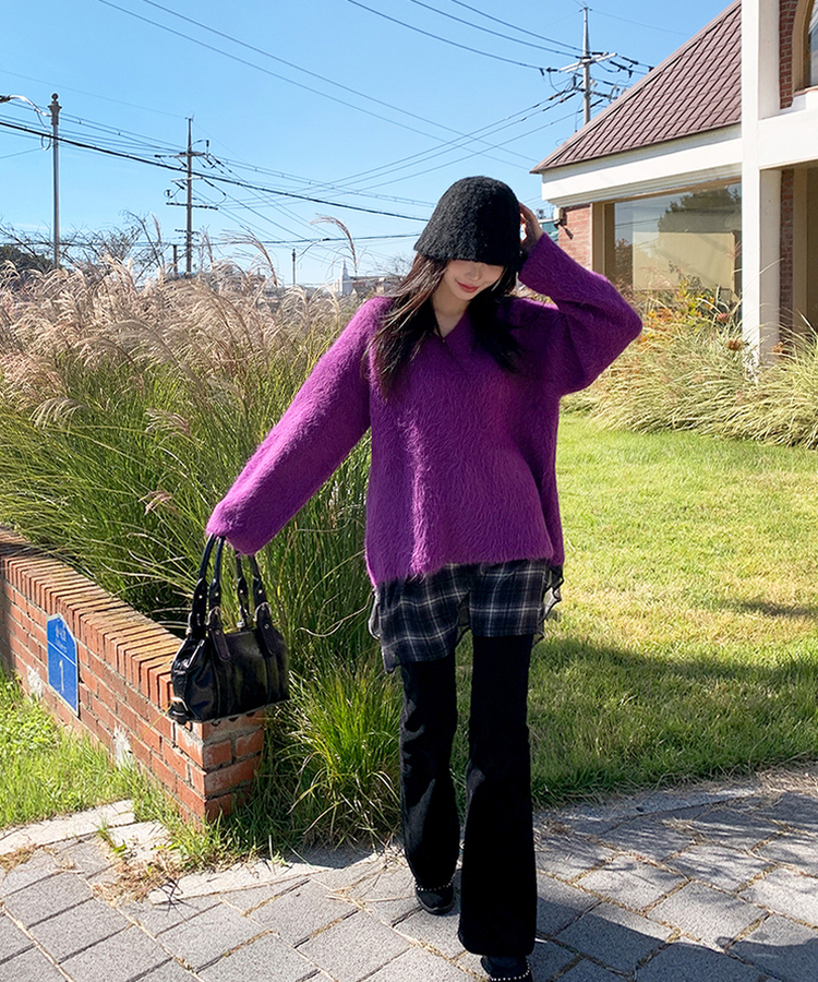 フレアチェックシフォンスカート BLACK