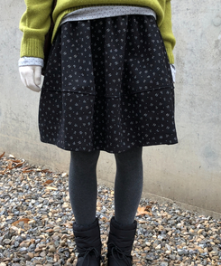 バルーンフレアフラワードットミディスカート BLACK