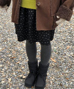 バルーンフレアフラワードットミディスカート BLACK