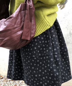 バルーンフレアフラワードットミディスカート BLACK