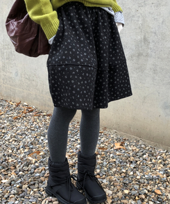 バルーンフレアフラワードットミディスカート BLACK