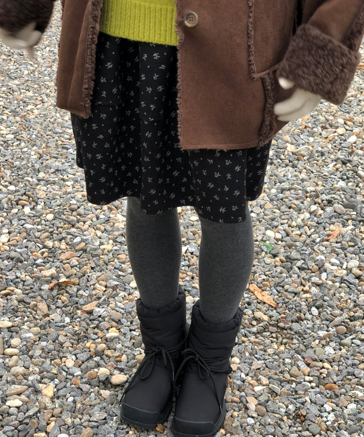 バルーンフレアフラワードットミディスカート BLACK