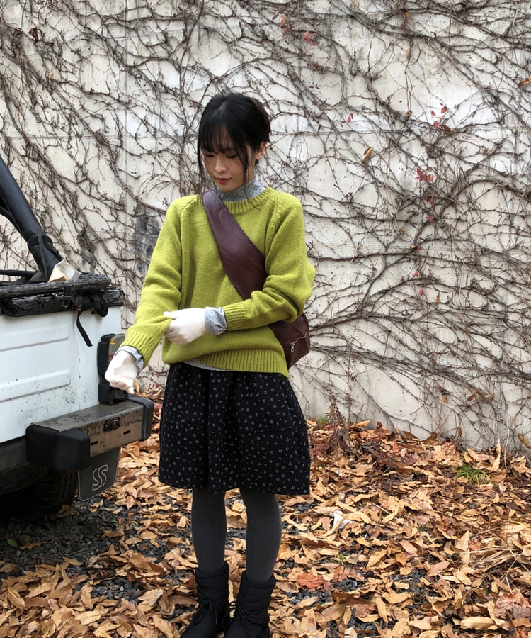 バルーンフレアフラワードットミディスカート BLACK