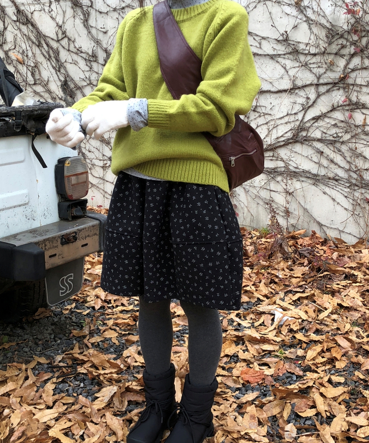 バルーンフレアフラワードットミディスカート BLACK