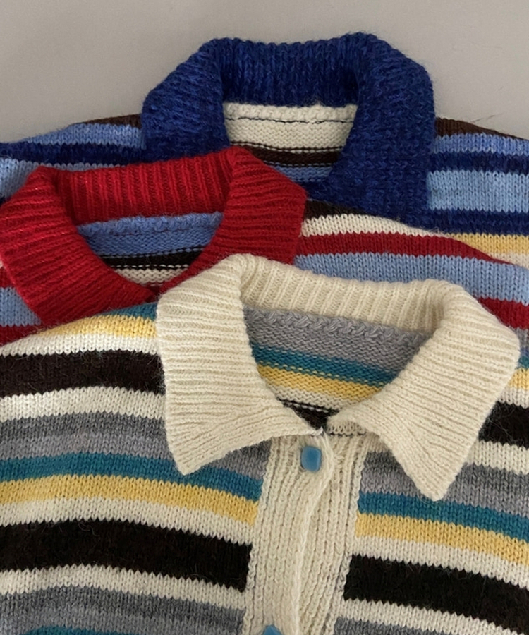 ストライプカラーニットカーディガン