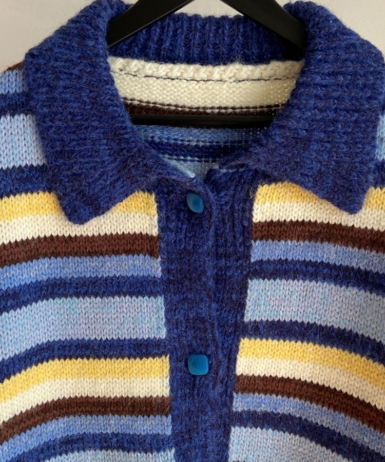 ストライプカラーニットカーディガン