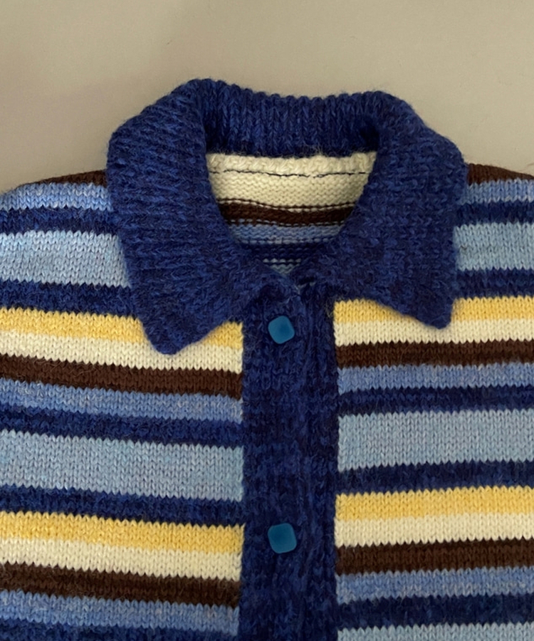 ストライプカラーニットカーディガン