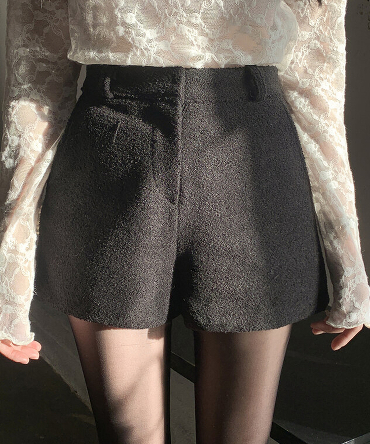 ウールハーフショートパンツ BLACK