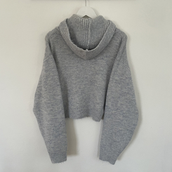 厚手ハイネックフードボタンカーディガン