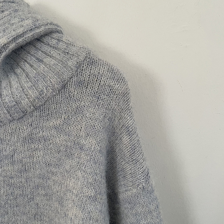 厚手ハイネックフードボタンカーディガン