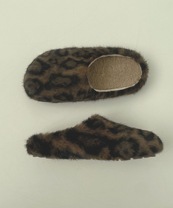 ファーレオパードスリッパ