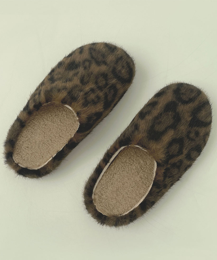 ファーレオパードスリッパ
