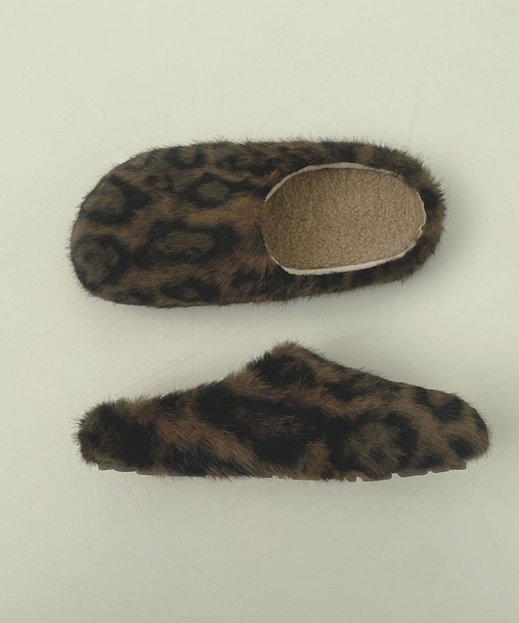 ファーレオパードスリッパ