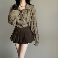 ケーブルオーバーニットカーディガン CHESTNUT BROWN