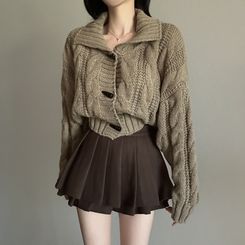 ケーブルオーバーニットカーディガン CHESTNUT BROWN