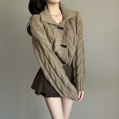 ケーブルオーバーニットカーディガン CHESTNUT BROWN