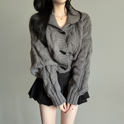 ケーブルオーバーニットカーディガン GREY