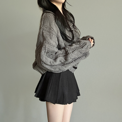 ケーブルオーバーニットカーディガン GREY