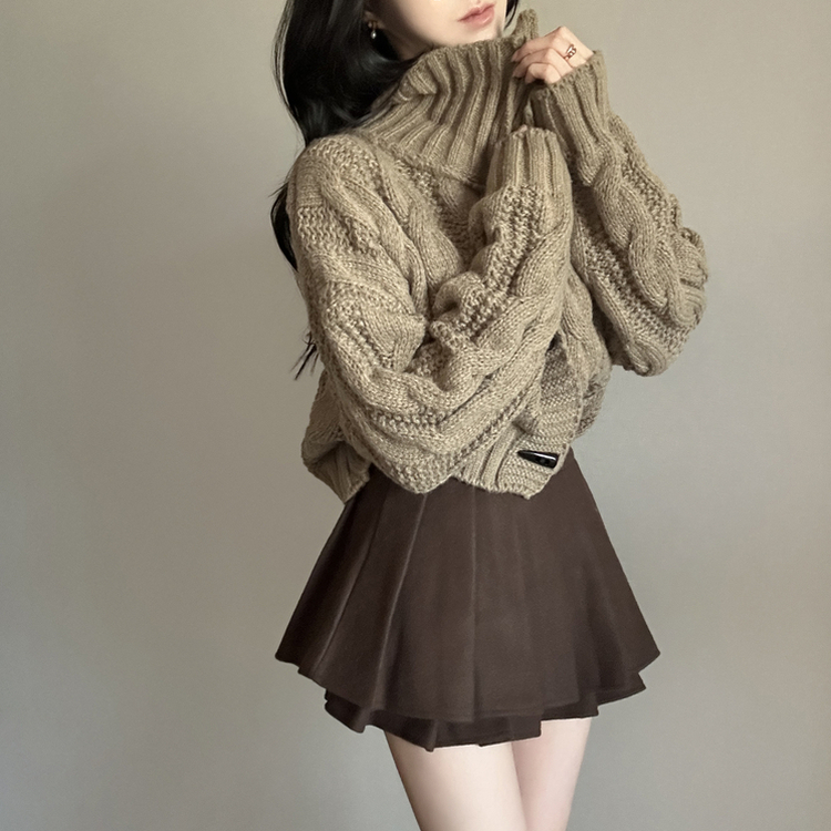 ケーブルオーバーニットカーディガン CHESTNUT BROWN