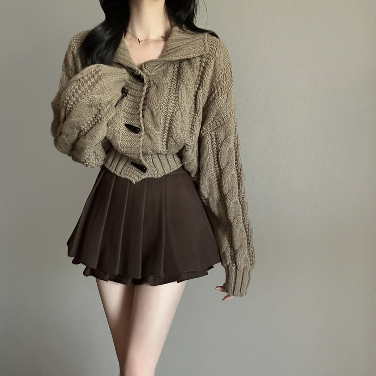 ケーブルオーバーニットカーディガン CHESTNUT BROWN