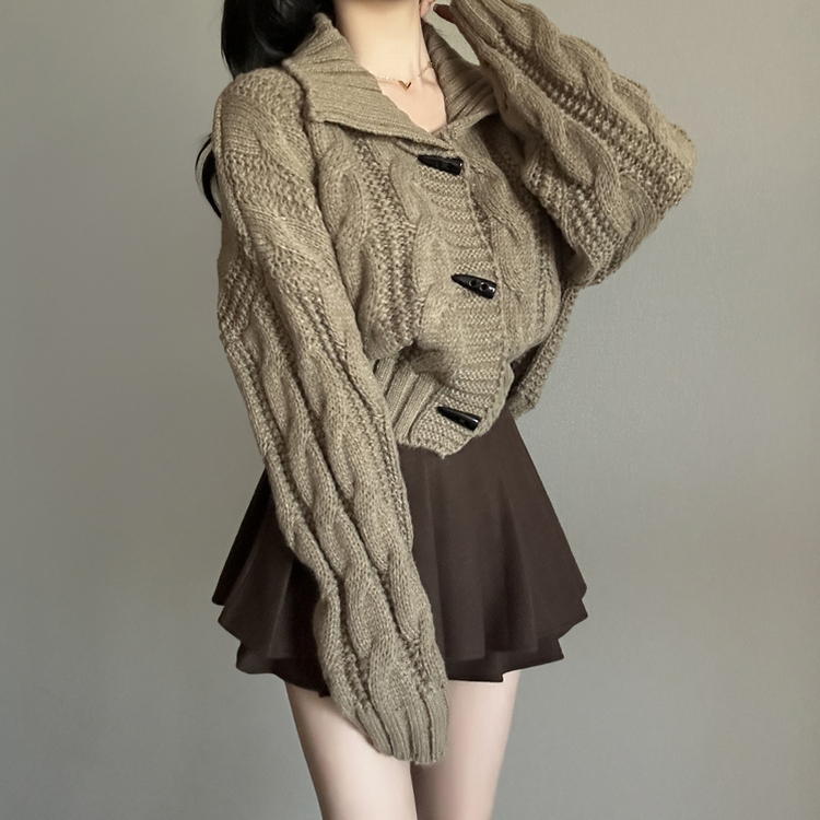 ケーブルオーバーニットカーディガン CHESTNUT BROWN