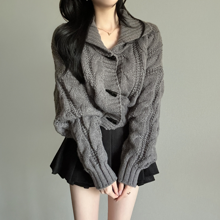 ケーブルオーバーニットカーディガン GREY